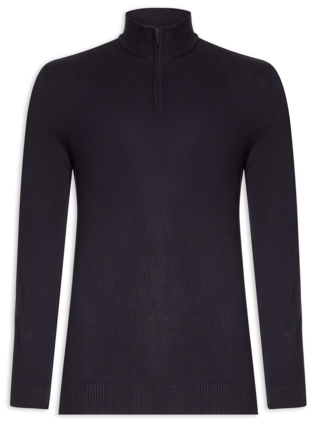 Suéter Masculino Tricot Bomber Half Zip - Azul