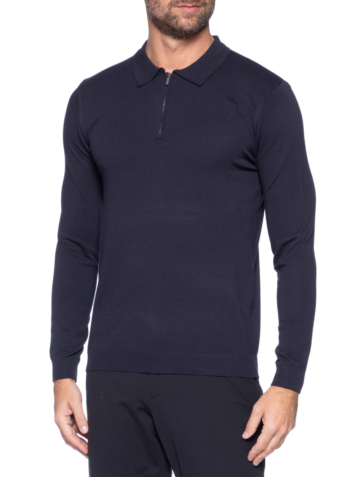 Suéter Masculino Tricot Com Zíper Azul '2 Essential