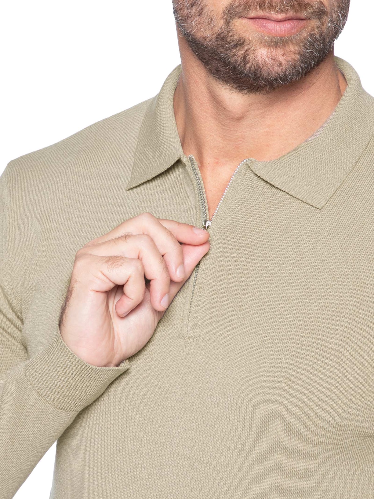 Suéter Masculino Tricot Com Zíper Bege '2 Essential