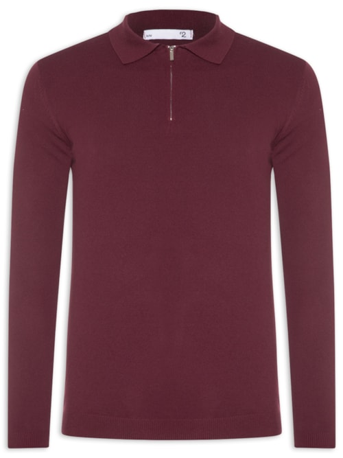 Suéter Masculino Tricot Com Zíper - Vermelho