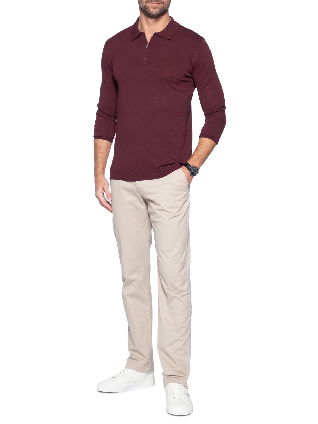 Suéter Masculino Tricot Com Zíper Vermelho '2 Essential