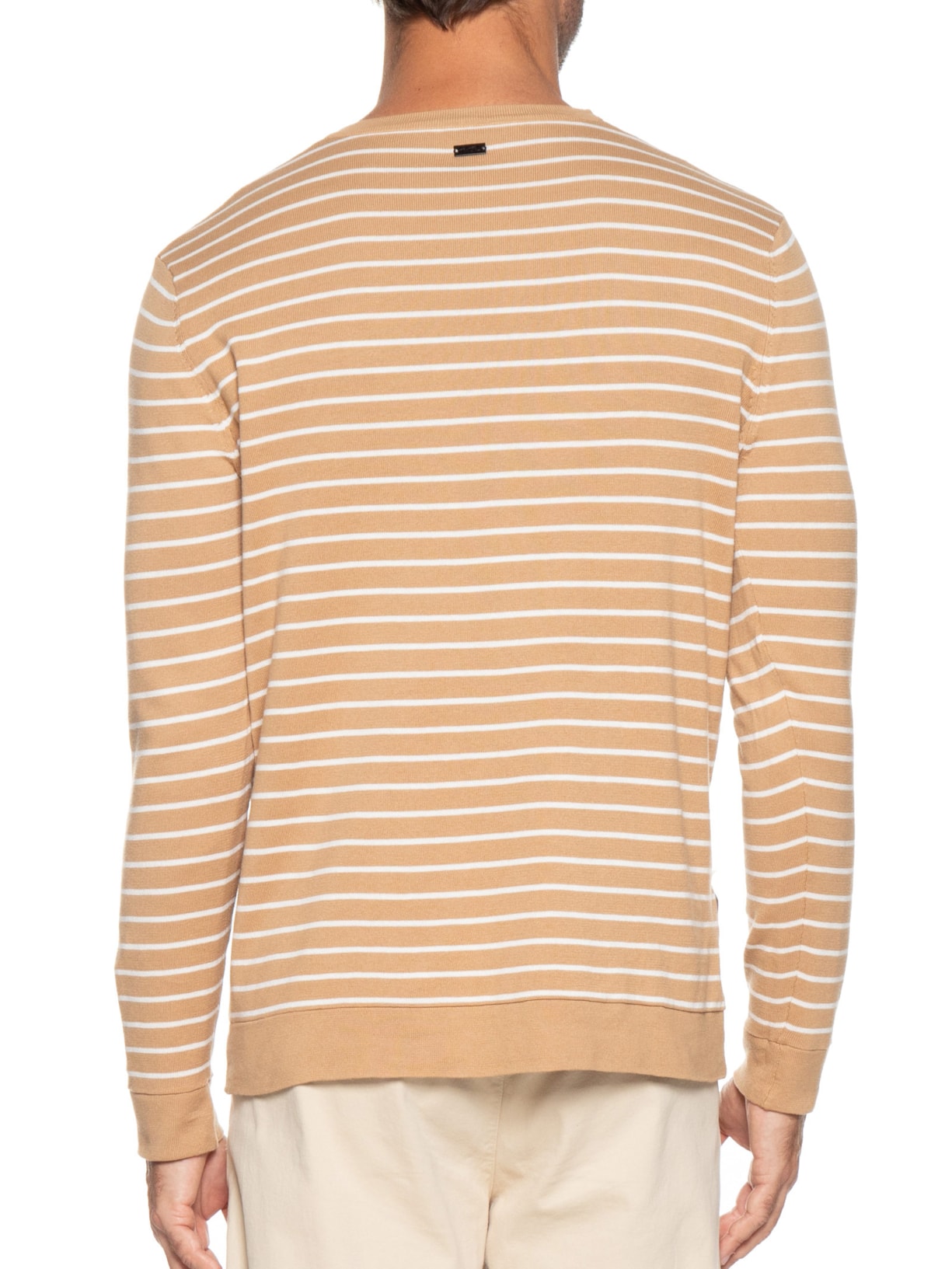 Suéter Masculino Tricot Dupla Face Listra Viena Marrom Foxton