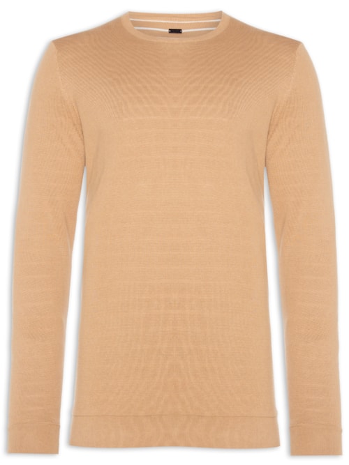 Suéter Masculino Tricot Dupla Face Listra Viena - Marrom