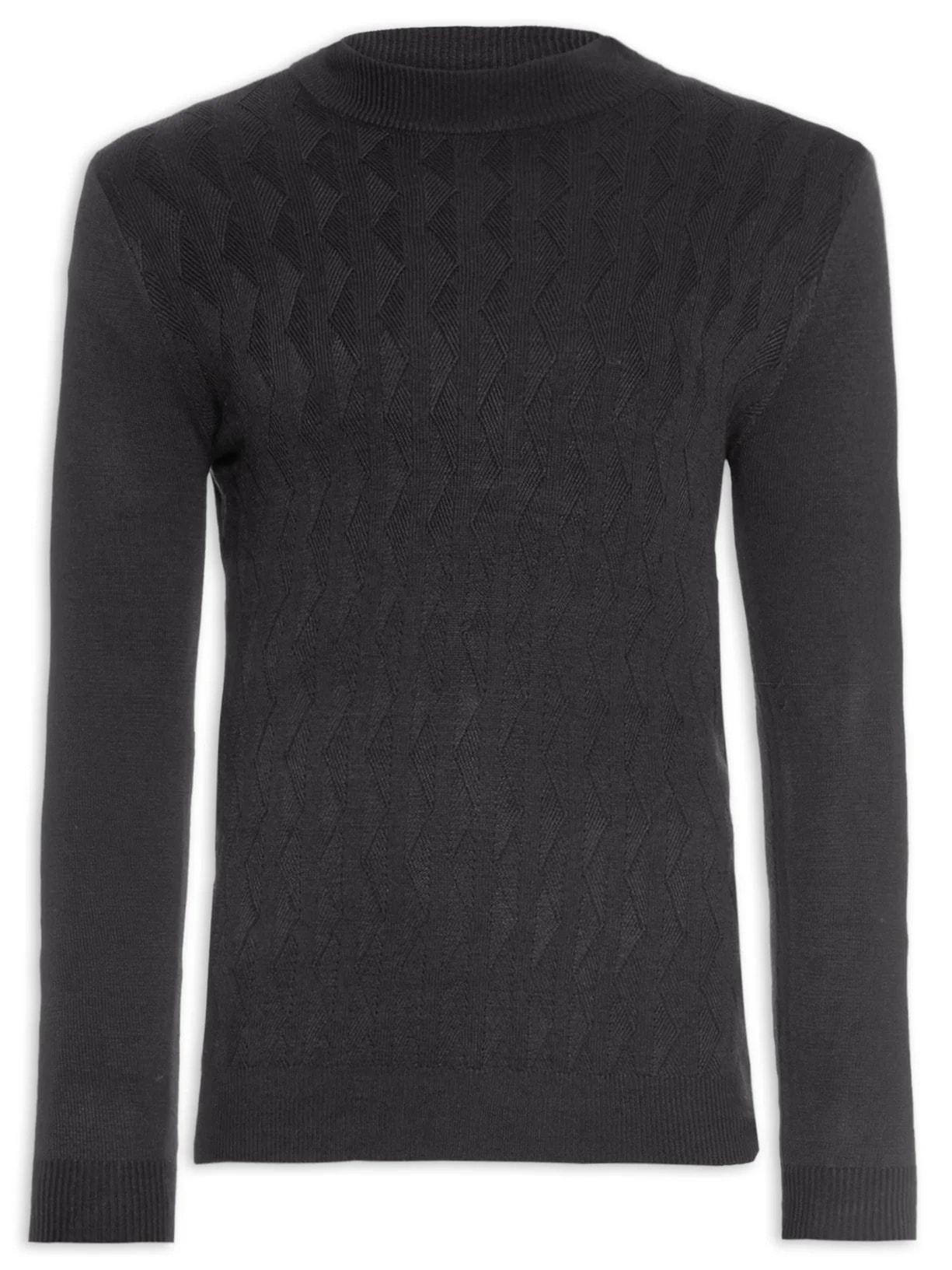 Suéter Masculino Tricot Gola Alta - Cinza