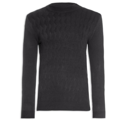 Suéter Masculino Tricot Gola Alta - Cinza