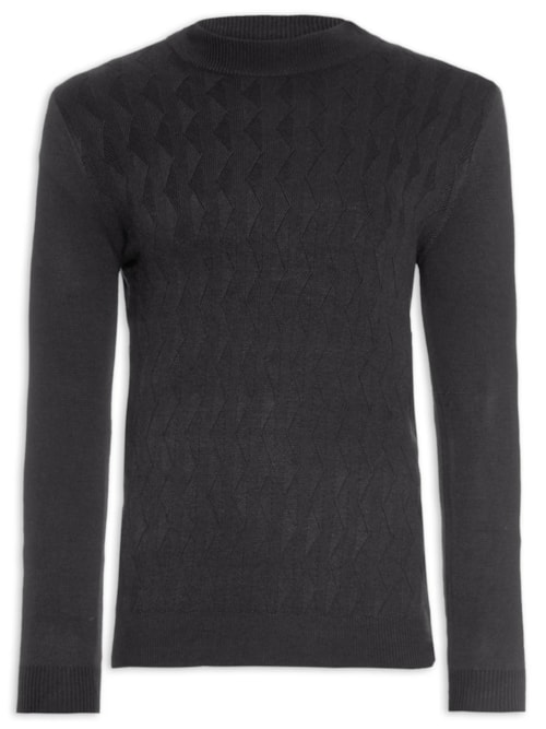 Suéter Masculino Tricot Gola Alta - Cinza