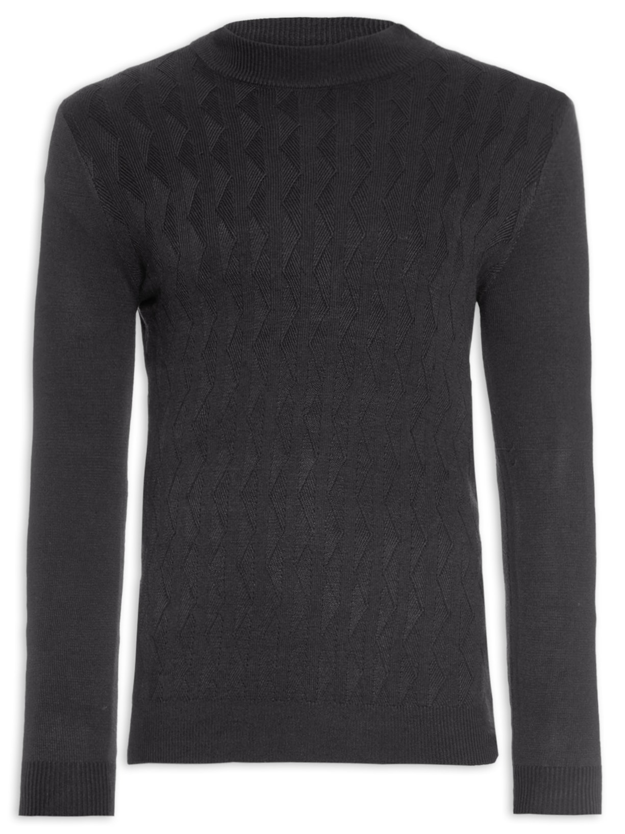 Suéter Masculino Tricot Gola Alta - Cinza