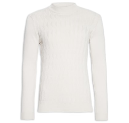 Suéter Masculino Tricot Gola Alta - Off White