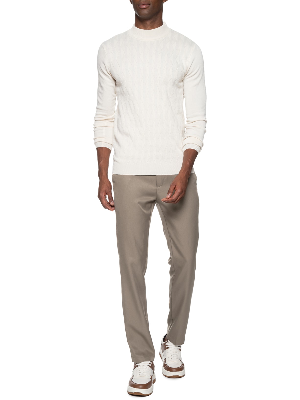 Suéter Masculino Tricot Gola Alta Off White '2 Essential