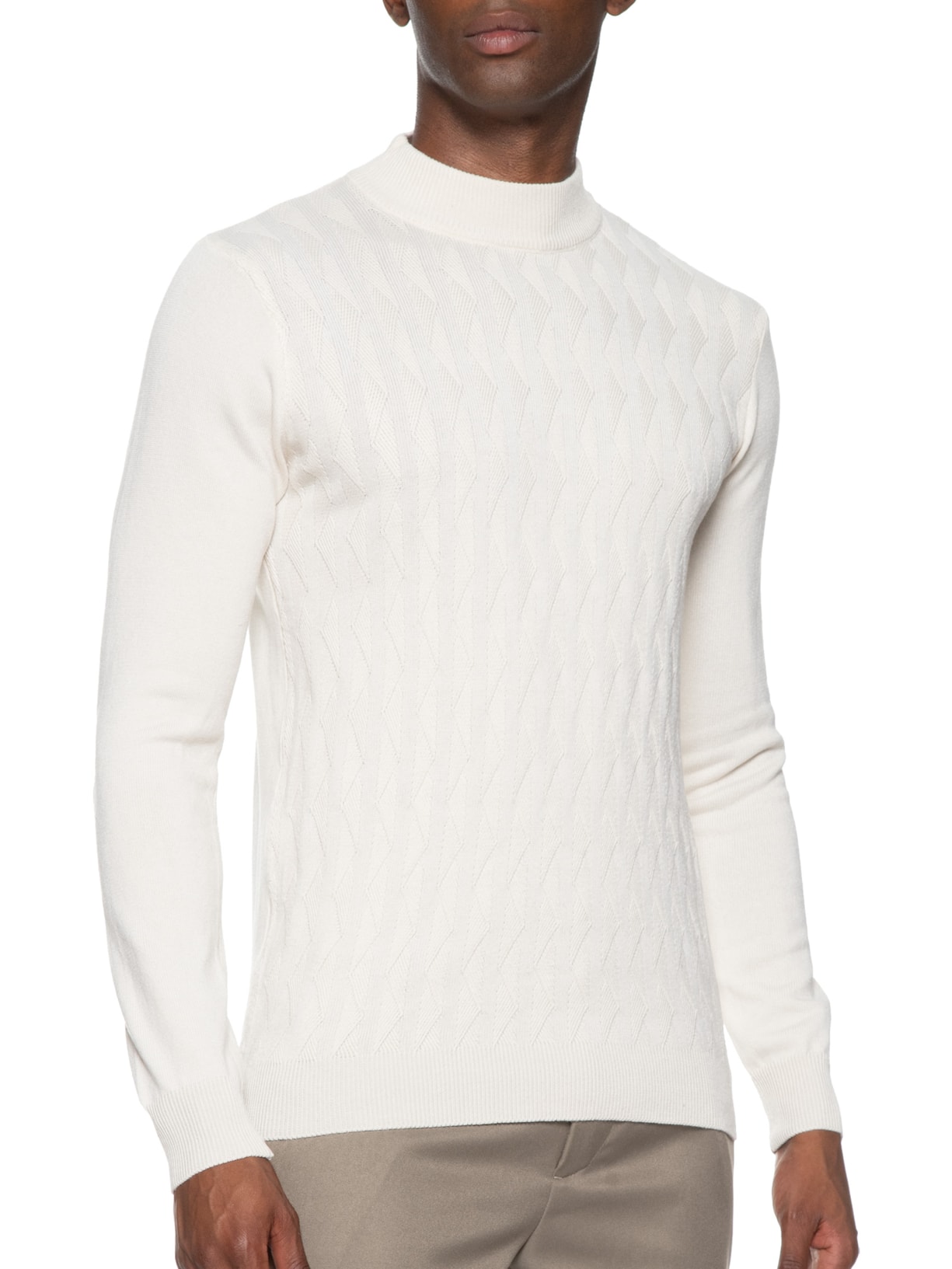 Suéter Masculino Tricot Gola Alta Off White '2 Essential
