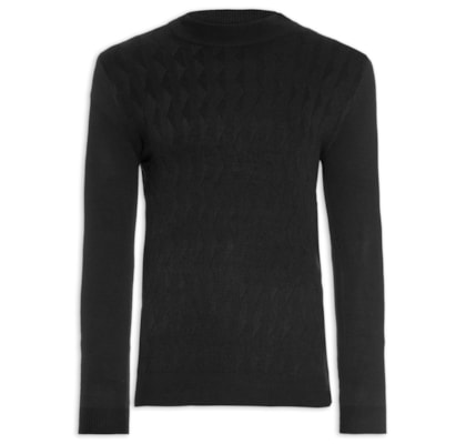 Suéter Masculino Tricot Gola Alta - Preto