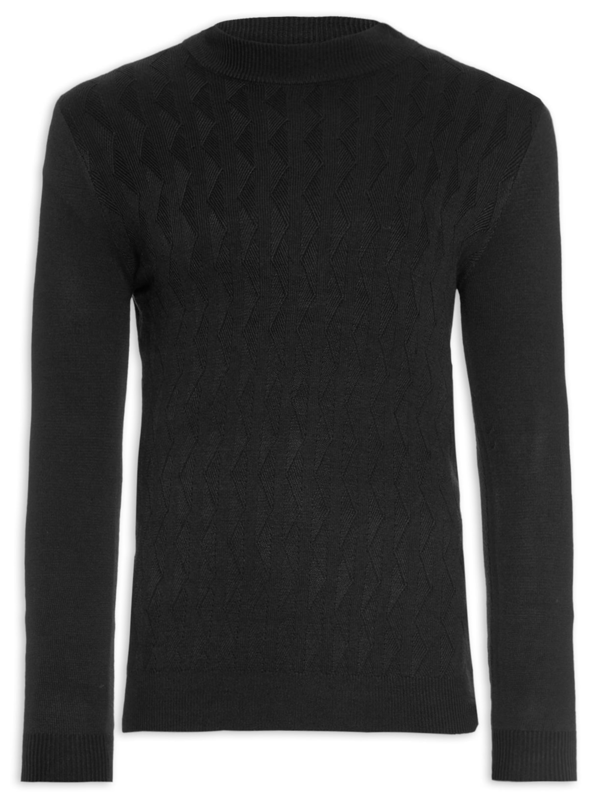Suéter Masculino Tricot Gola Alta - Preto