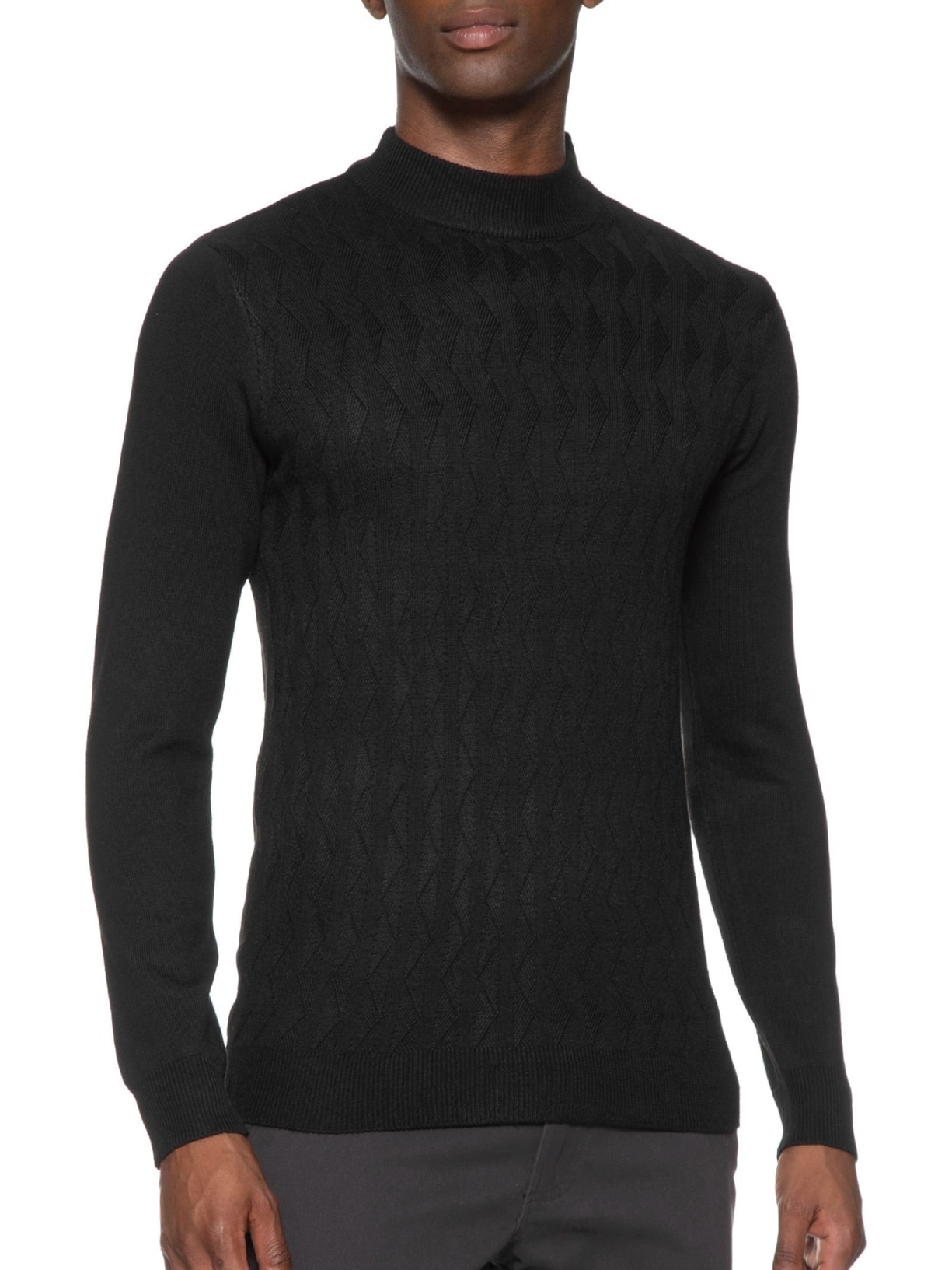 Suéter Masculino Tricot Gola Alta Preto '2 Essential