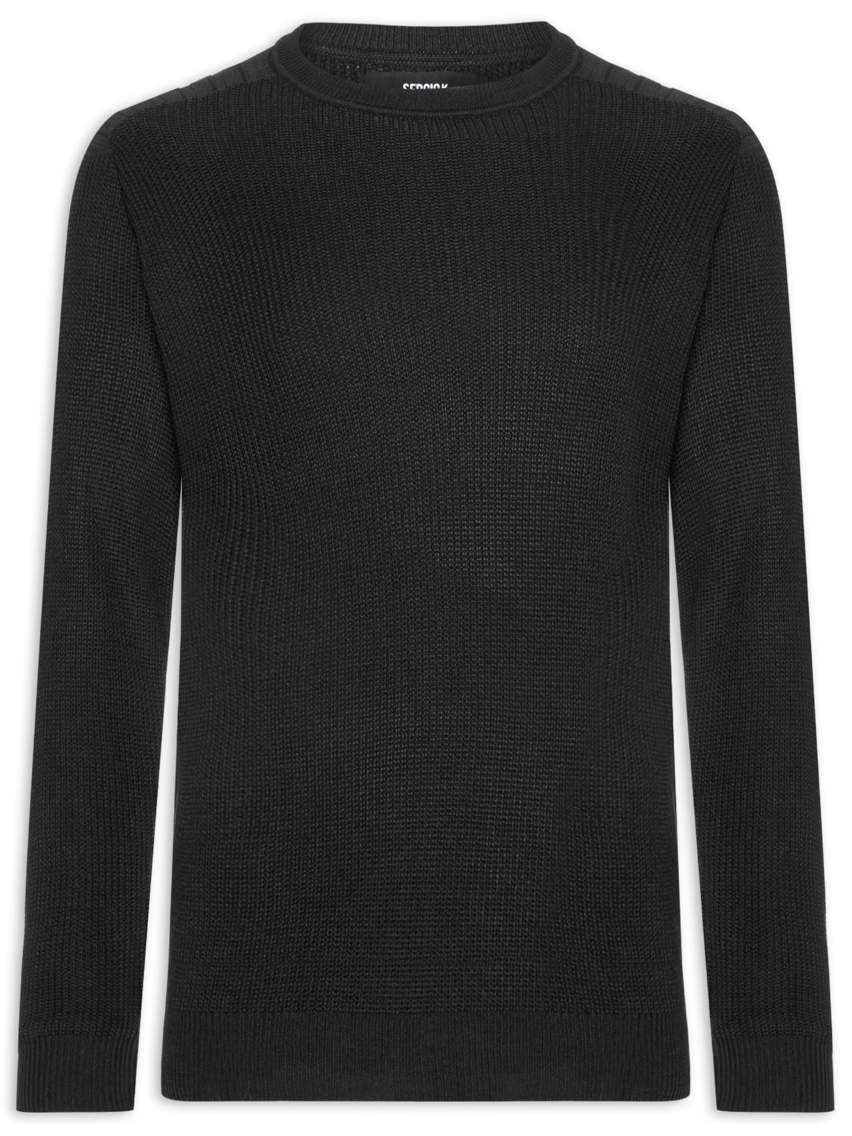Suéter Masculino Tricot Gola Careca Armadura Preto Sergio K