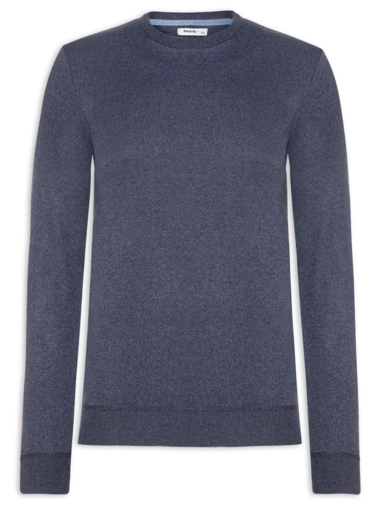 Suéter Masculino Tricot Gola Redonda Básico Azul Basiq Men