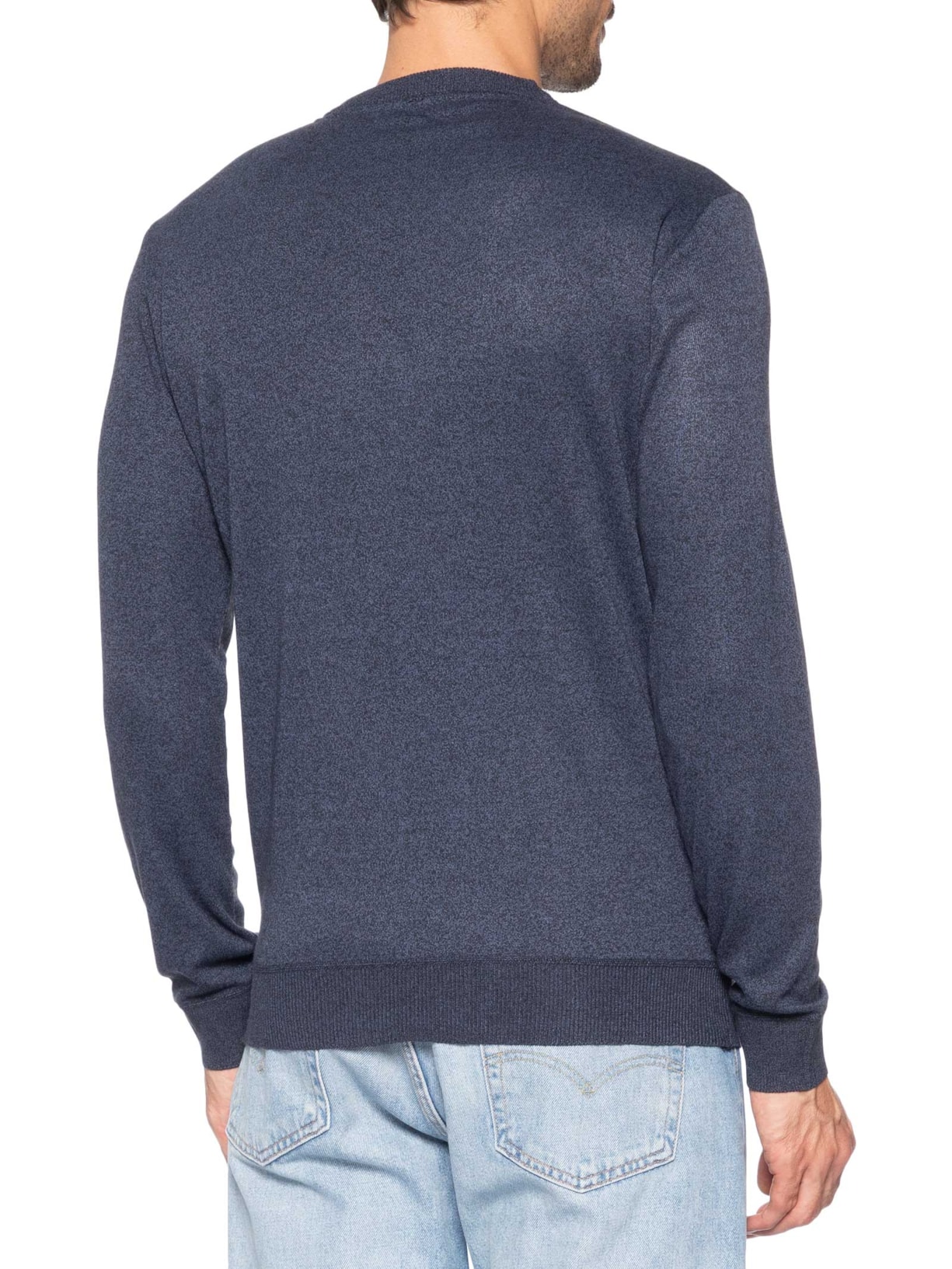 Suéter Masculino Tricot Gola Redonda Básico Azul Basiq Men