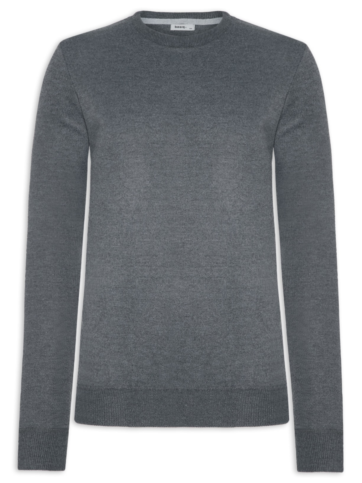Suéter Masculino Tricot Gola Redonda Básico - Cinza