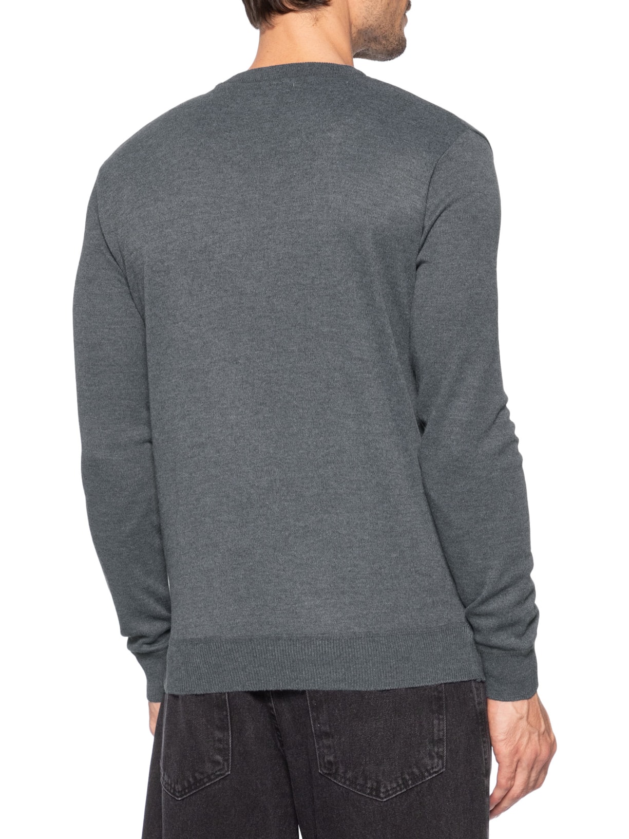 Suéter Masculino Tricot Gola Redonda Básico Cinza Basiq Men