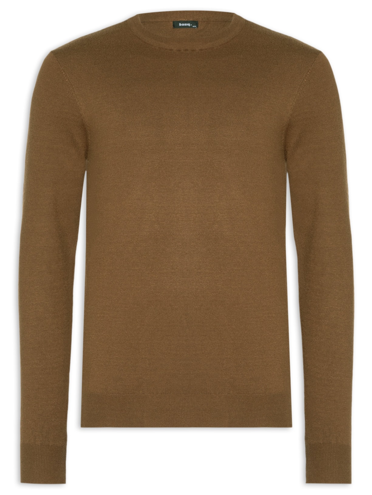 Suéter Masculino Tricot Gola Redonda Básico - Marrom