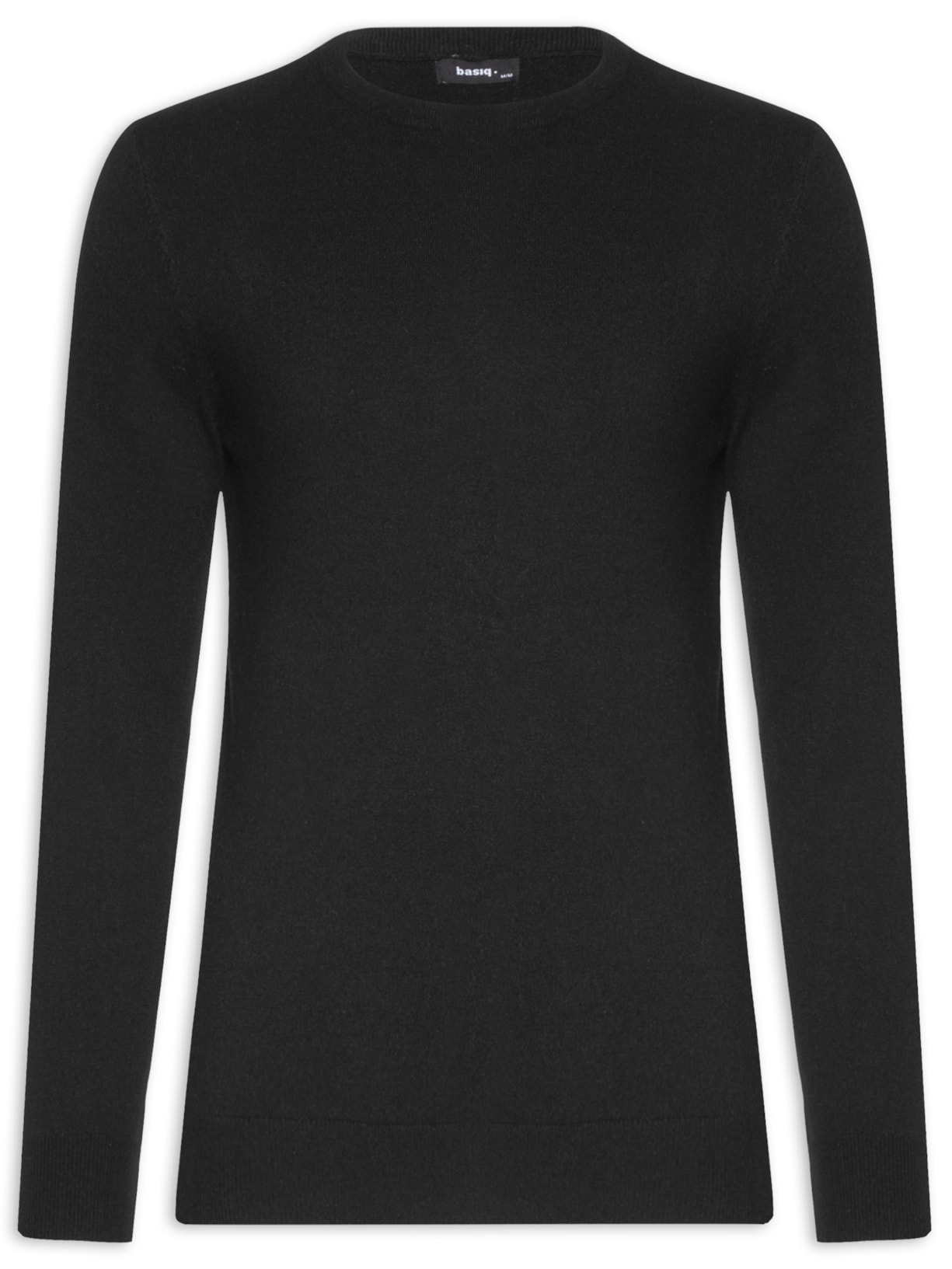 Suéter Masculino Tricot Gola Redonda Básico - Preto