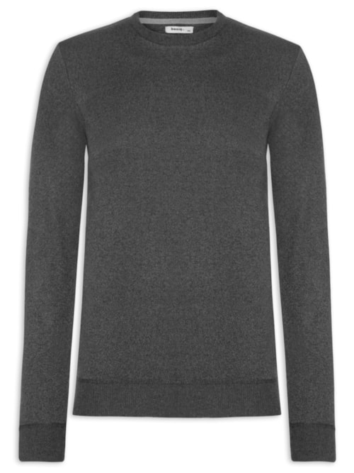 Suéter Masculino Tricot Gola Redonda Básico - Preto