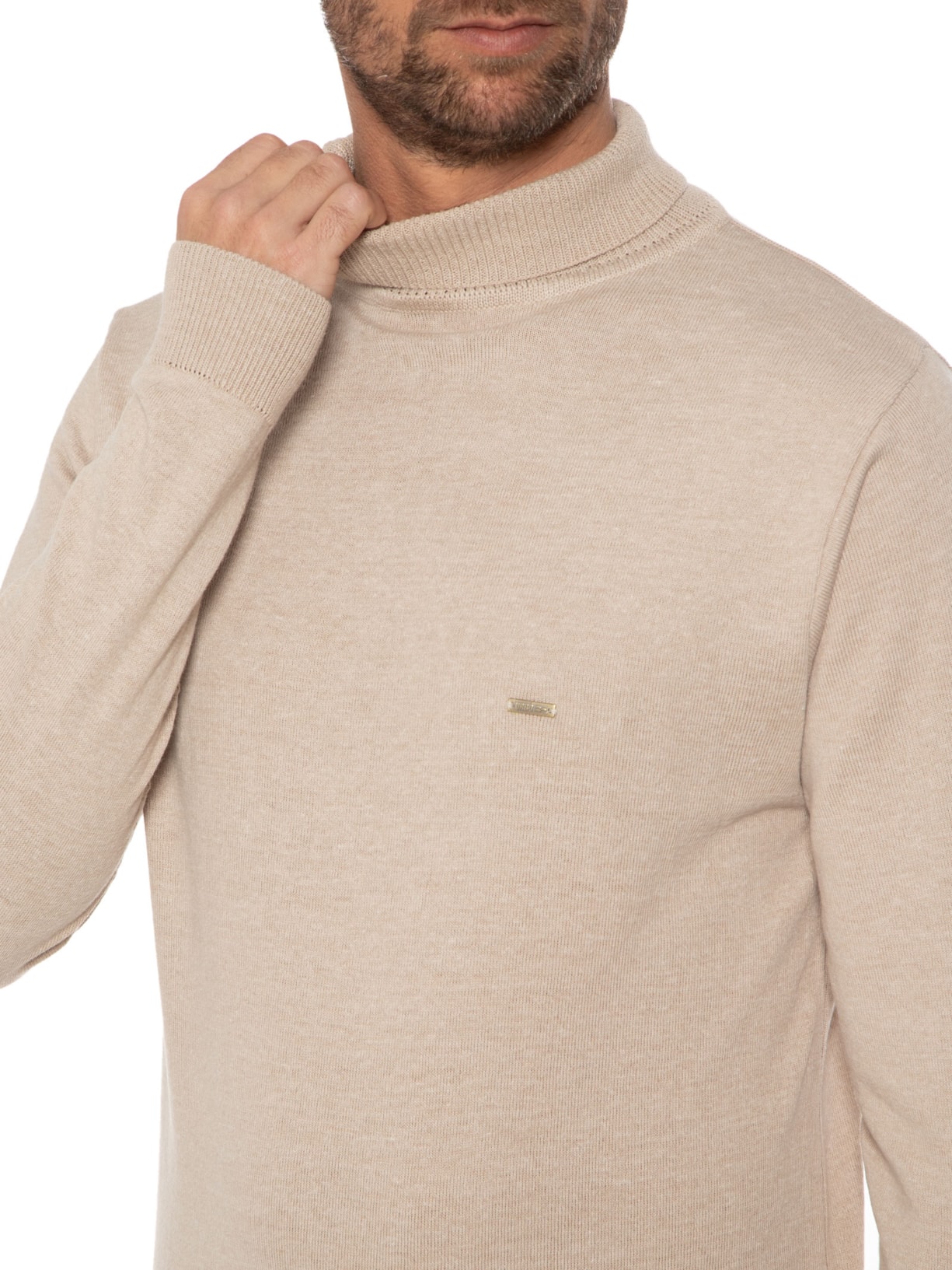 Suéter Masculino Tricot Gola Rolê Bege Urbô
