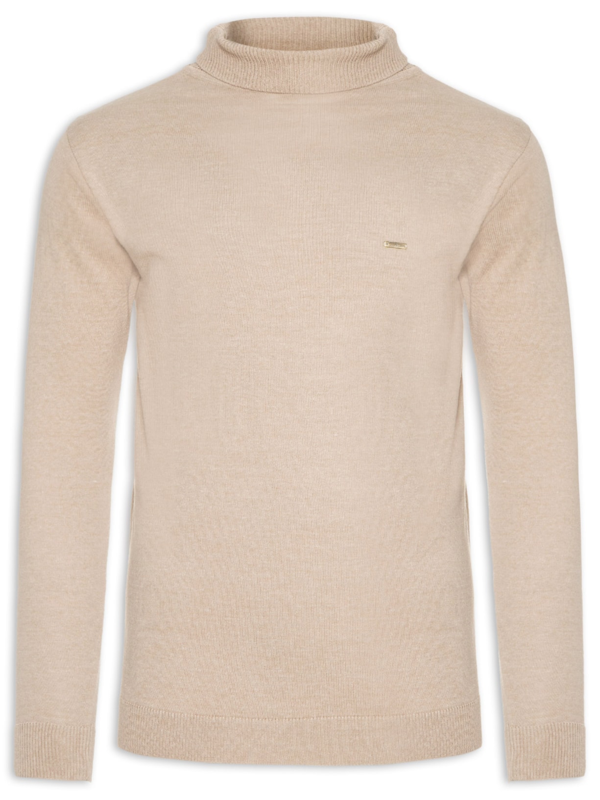 Suéter Masculino Tricot Gola Rolê - Bege