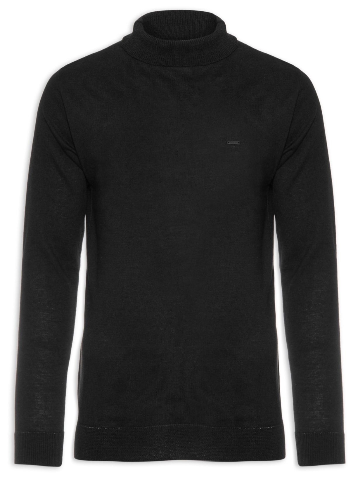 Suéter Masculino Tricot Gola Rolê - Preto