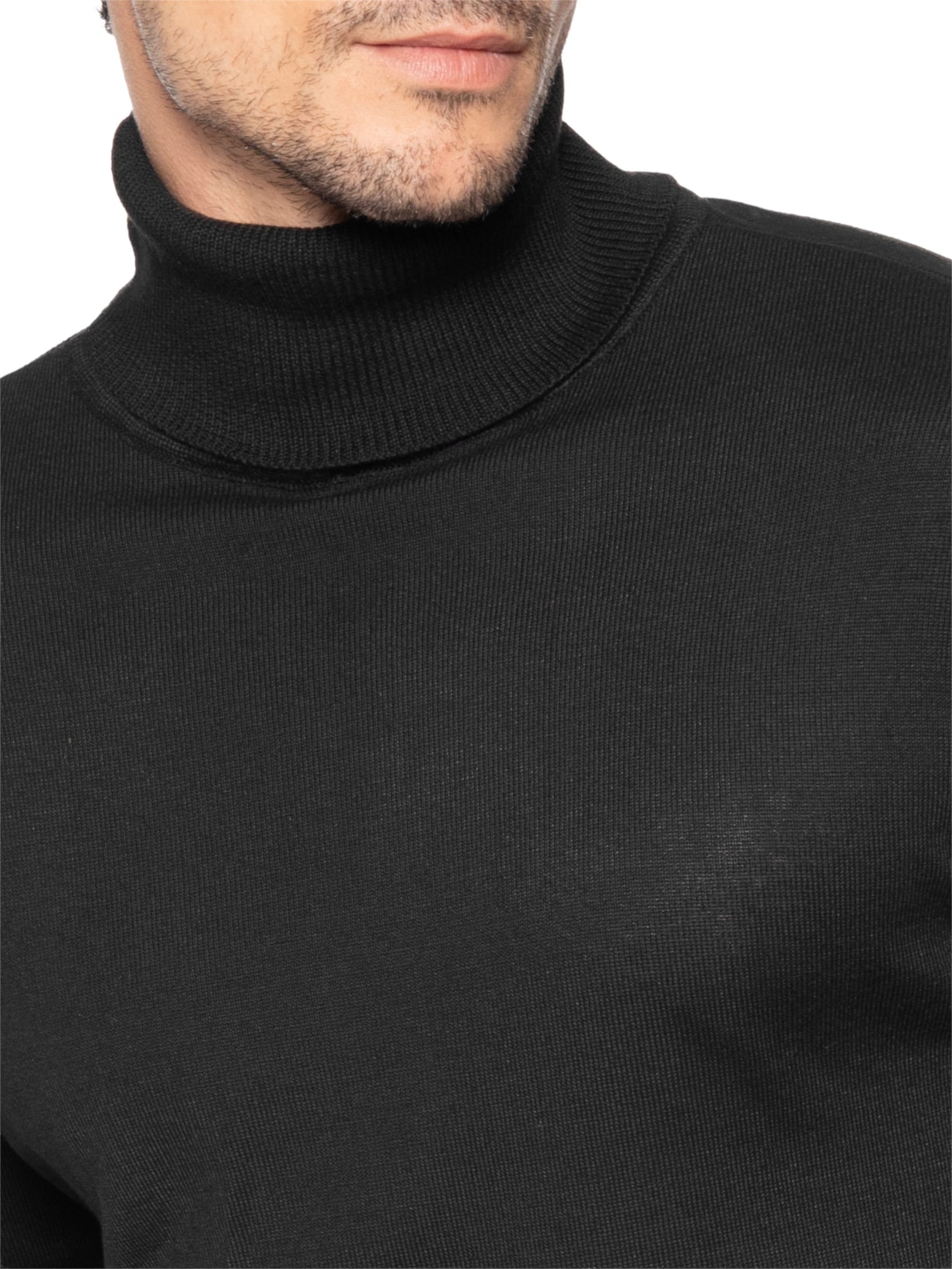 Suéter Masculino Tricot Gola Rolê Preto Sergio K