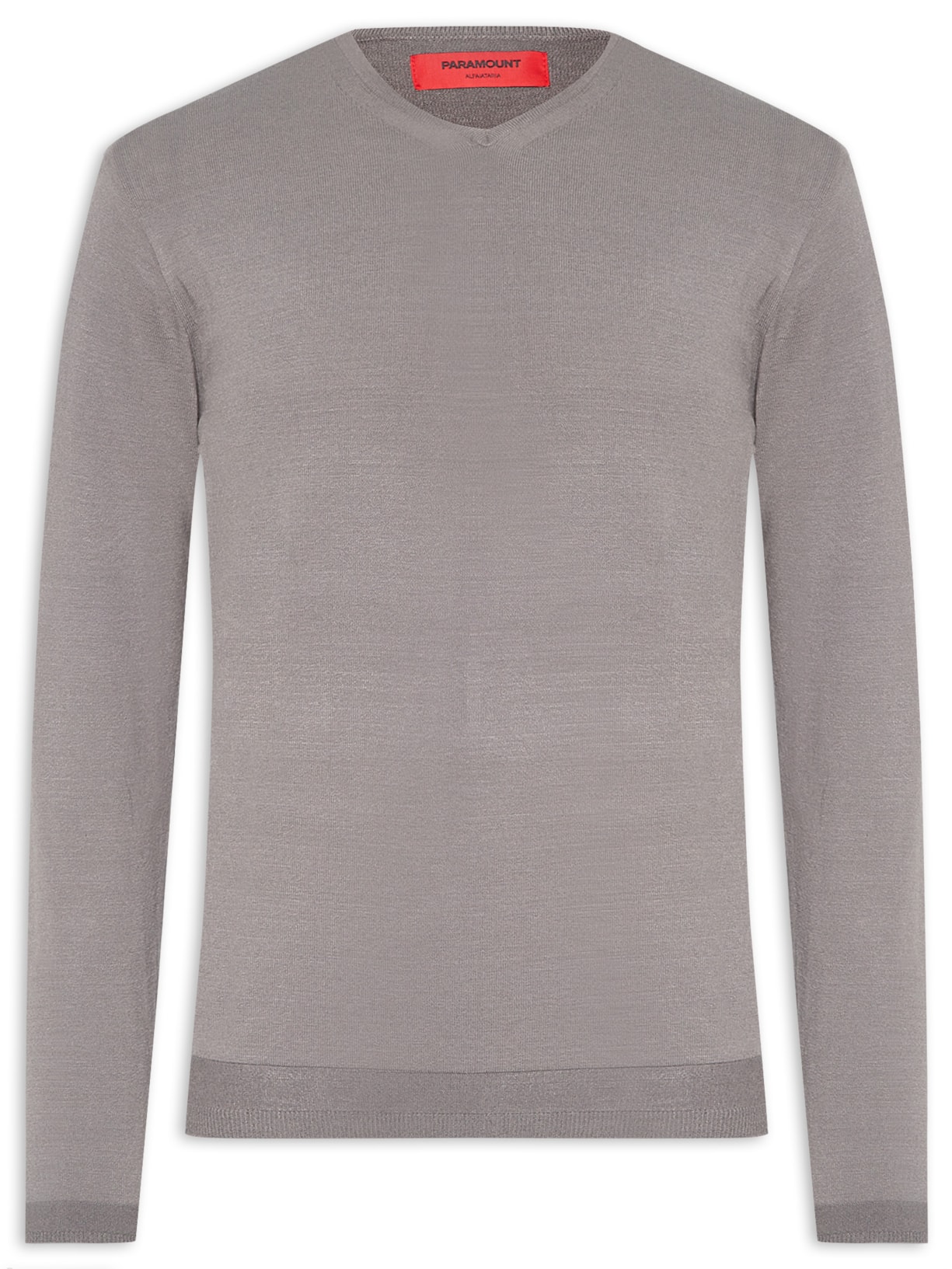 Suéter Masculino Tricot Gola V Manga Longa - Cinza