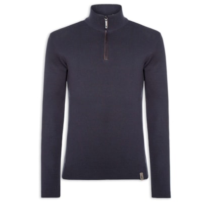 Suéter Masculino Tricot Half Zíper - Azul