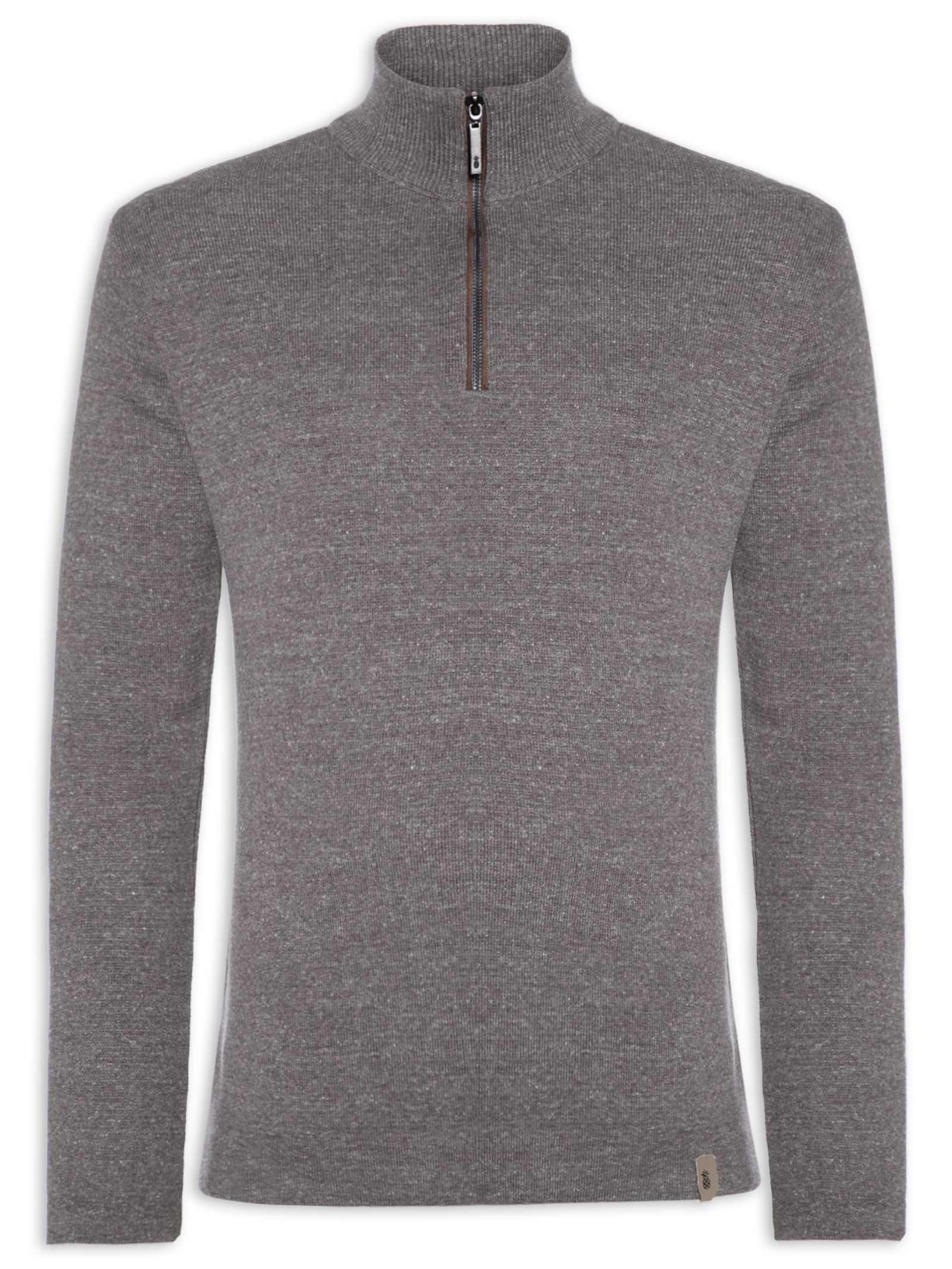 Suéter Masculino Tricot Half Zíper Cinza Pineapple