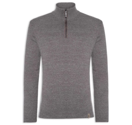 Suéter Masculino Tricot Half Zíper - Cinza