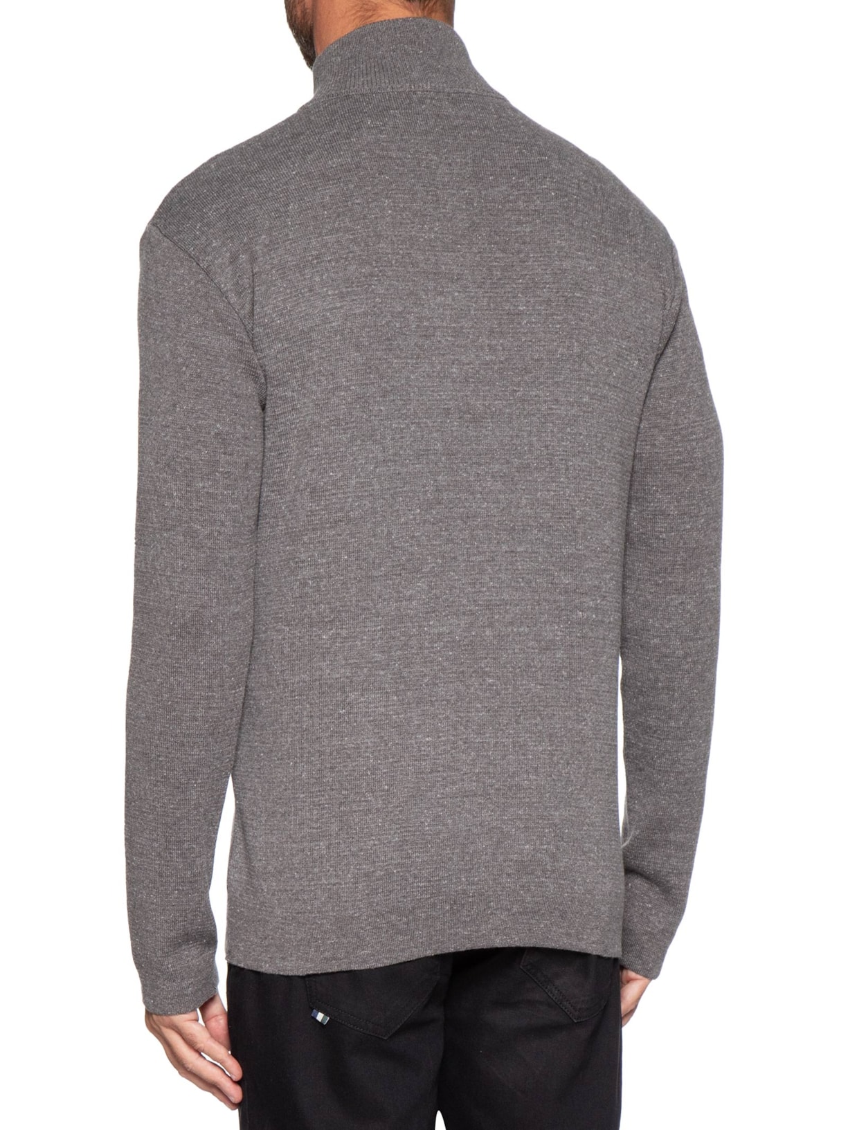 Suéter Masculino Tricot Half Zíper Cinza Pineapple