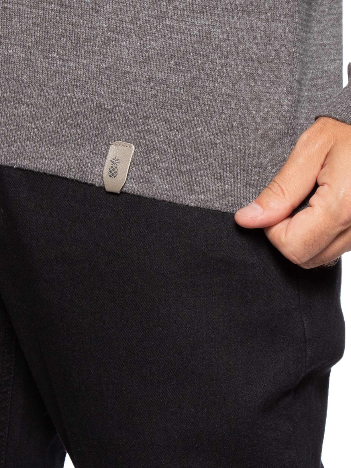 Suéter Masculino Tricot Half Zíper Cinza Pineapple