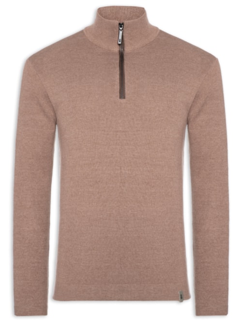 Suéter Masculino Tricot Half Zíper - Laranja