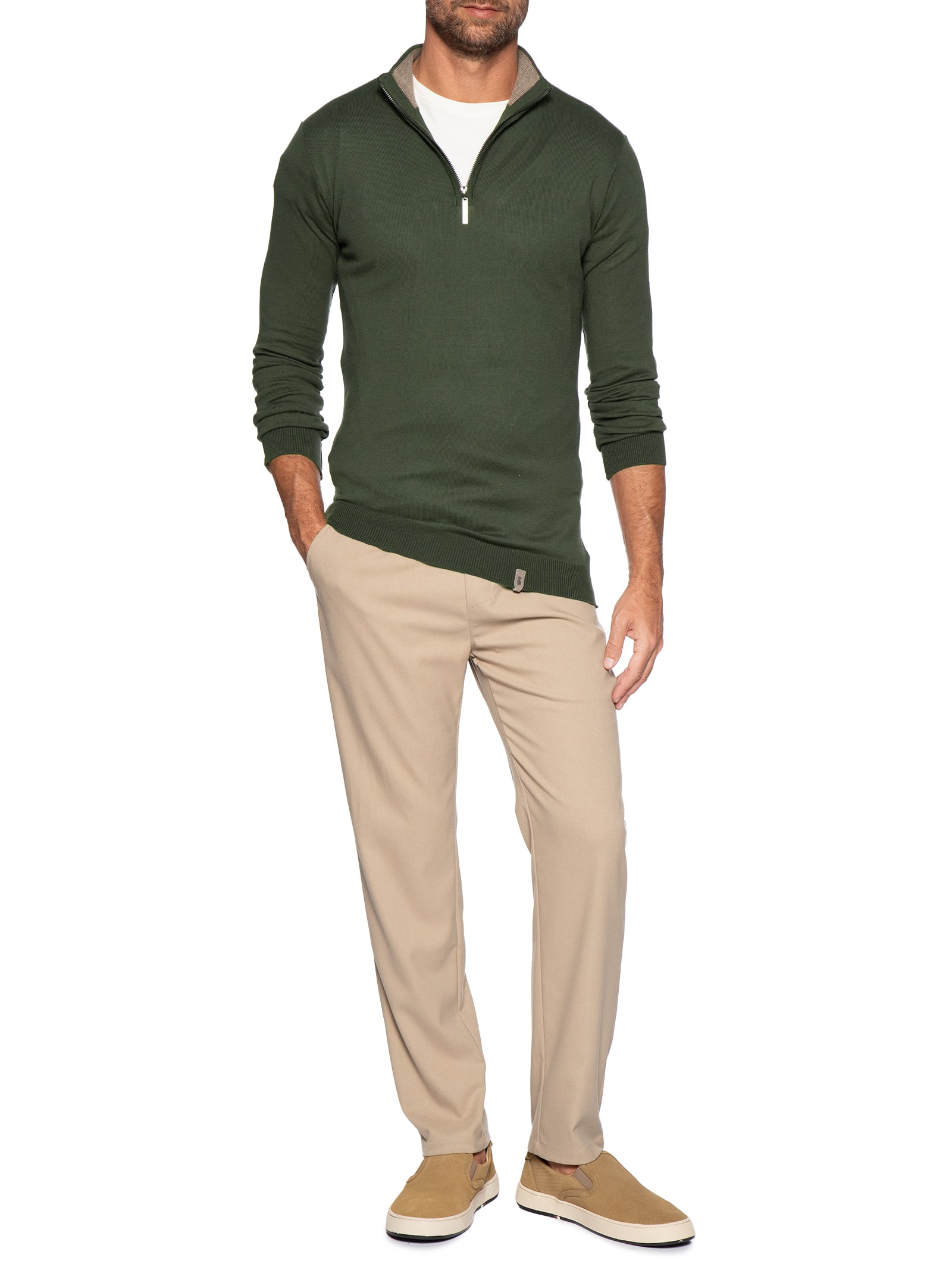 Suéter Masculino Tricot Half Zíper - Verde - Pineapple