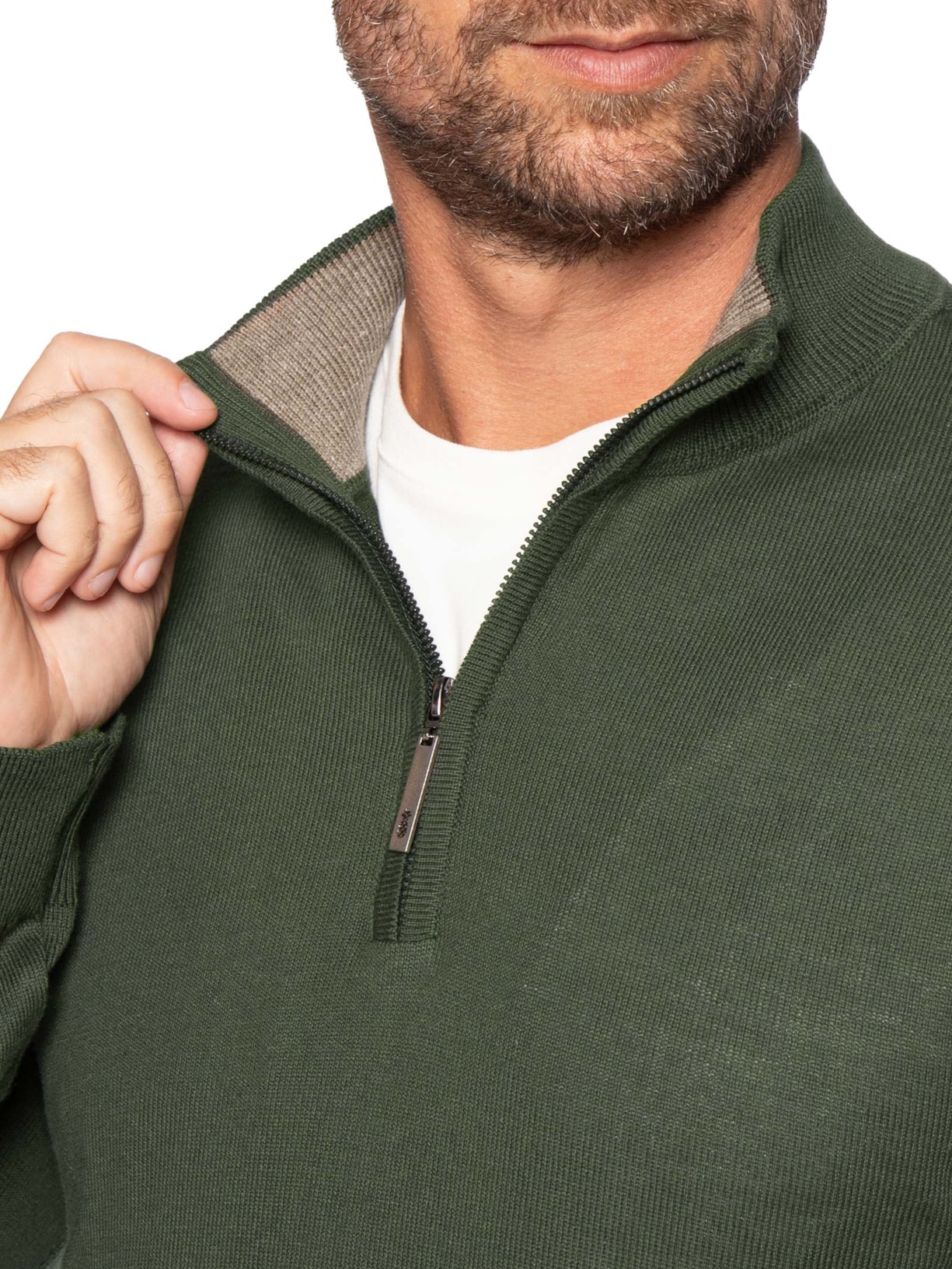 Suéter Masculino Tricot Half Zíper Verde Pineapple