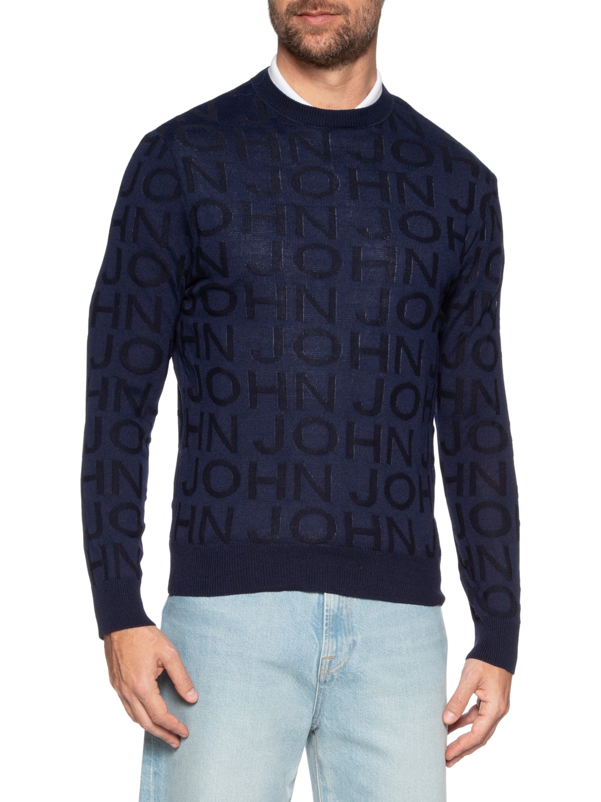Suéter Masculino Tricot Jacquard Azul John John