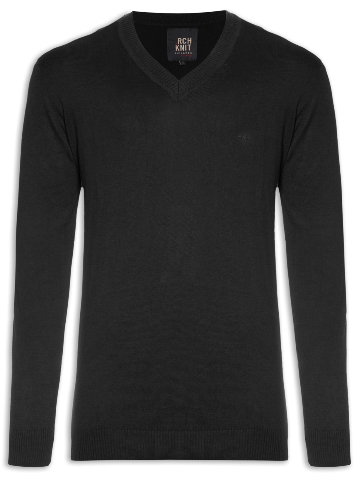 Suéter Masculino Tricot Light Gola V - Preto