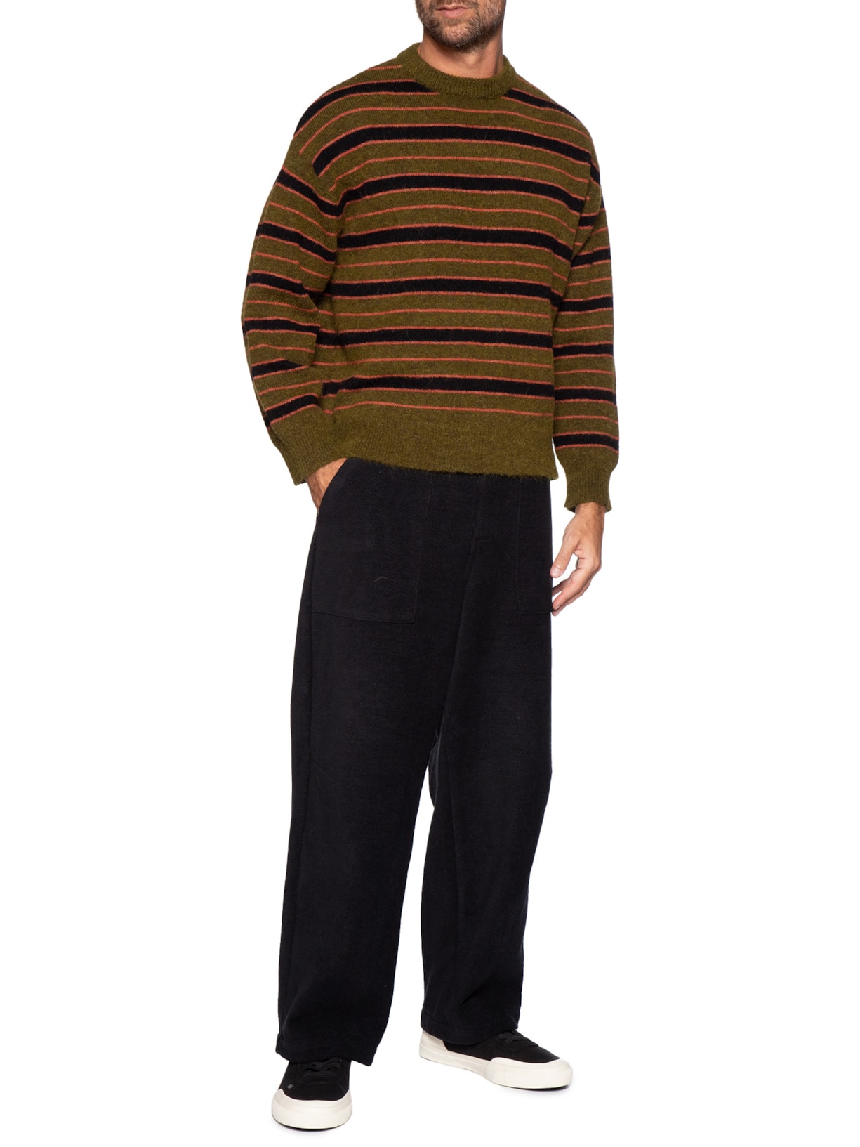 Suéter Masculino Tricot Listrado Marrom Osklen