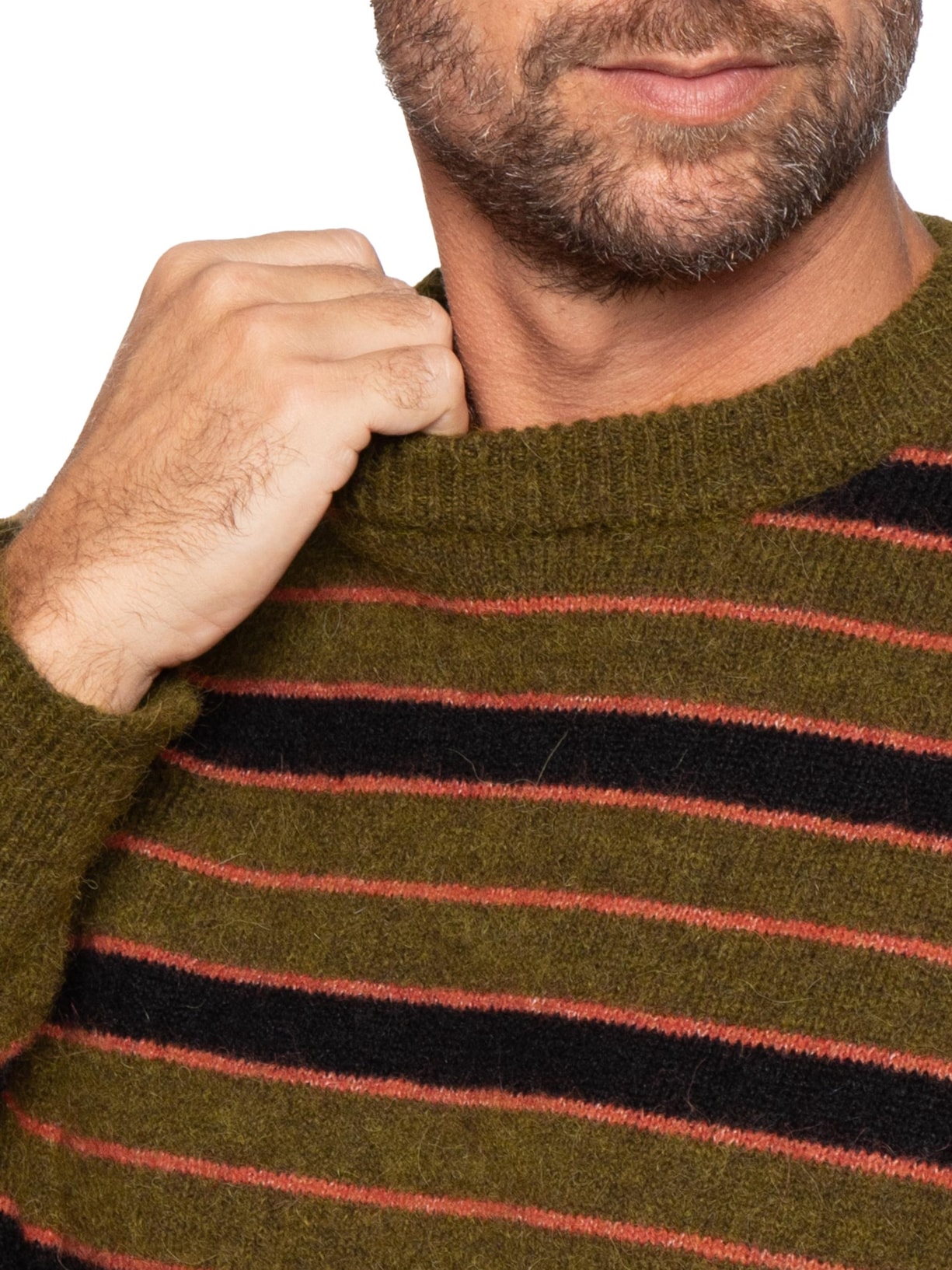 Suéter Masculino Tricot Listrado Marrom Osklen