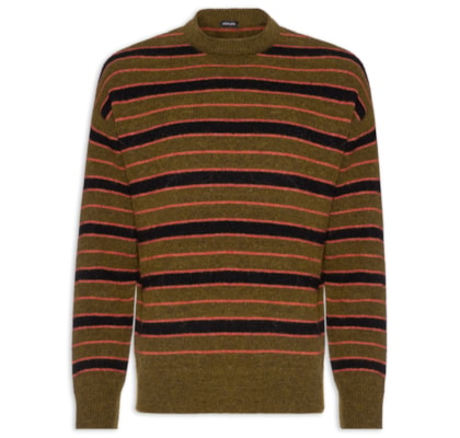 Suéter Masculino Tricot Listrado – Marrom