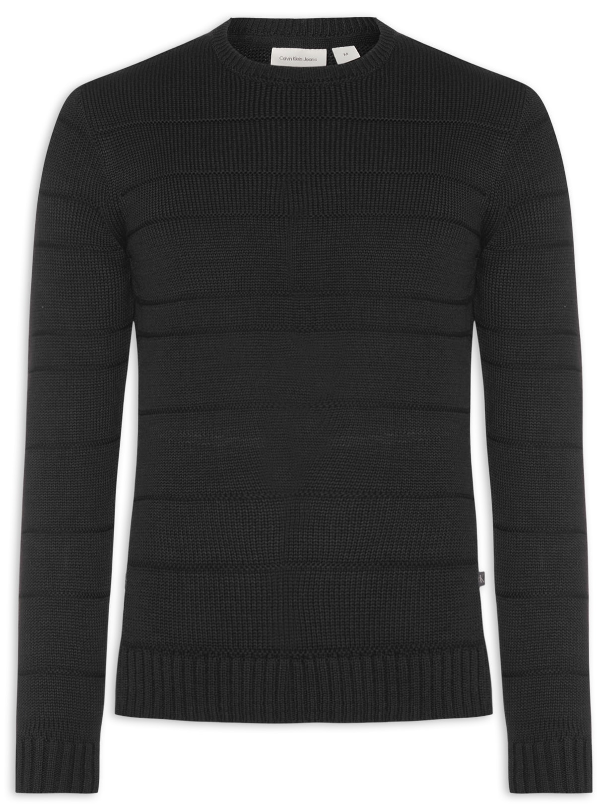 Suéter Masculino Tricot Listras Relevo - Preto