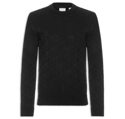Suéter Masculino Tricot Logo - Preto
