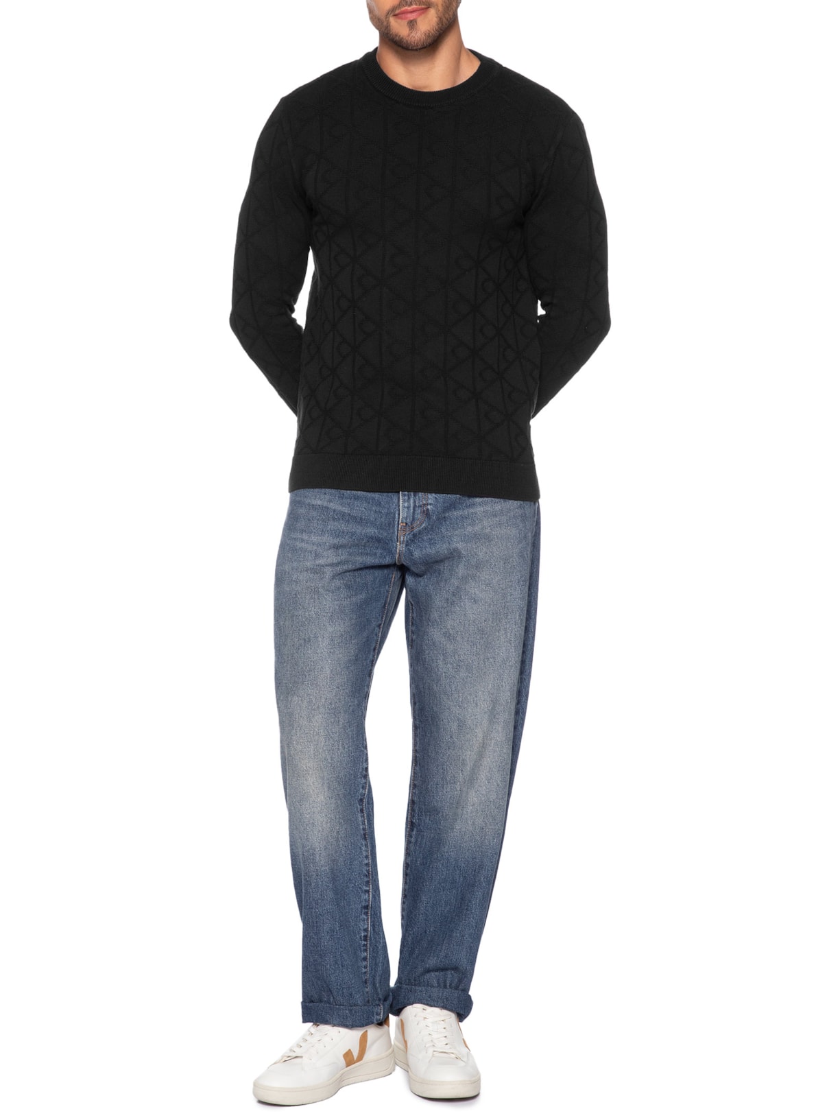Suéter Masculino Tricot Logo Preto Calvin Klein - White Label