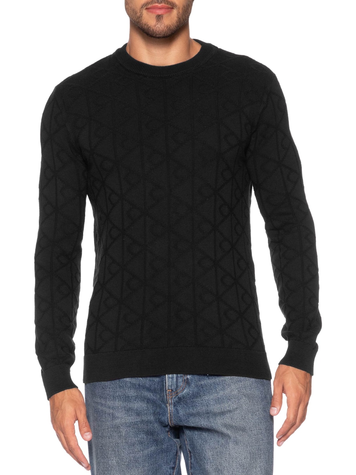 Suéter Masculino Tricot Logo Preto Calvin Klein - White Label
