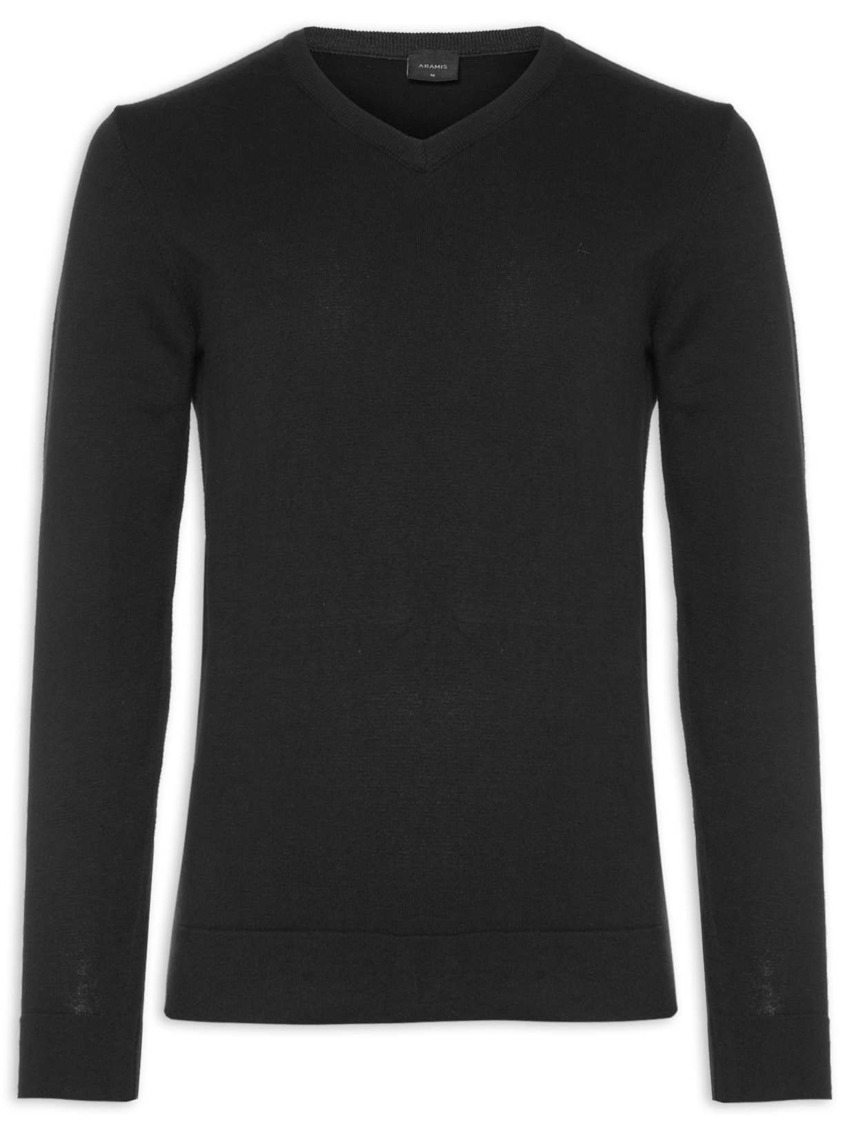 Suéter Masculino Tricot Manga Longa Gola V - Preto