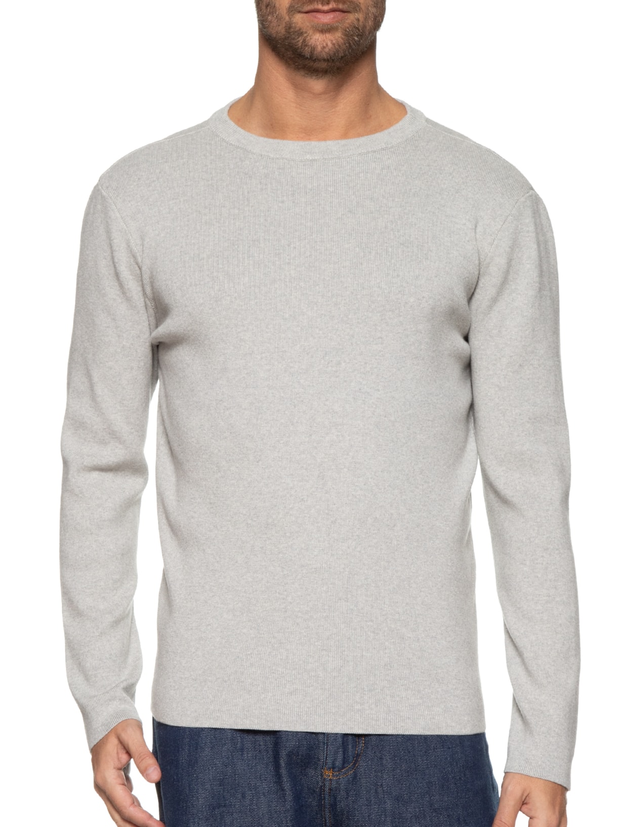 Suéter Masculino Tricot Manga Longa Over Solid Cotton Cinza Osklen