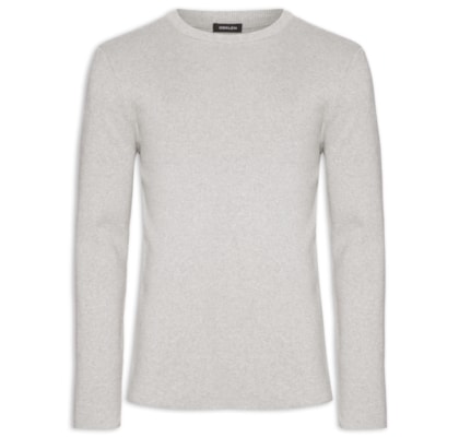 Suéter Masculino Tricot Manga Longa Over Solid Cotton - Cinza